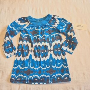 Hanna Andersson girls size 130 or 8 blue, gray & white tunic guc for fade